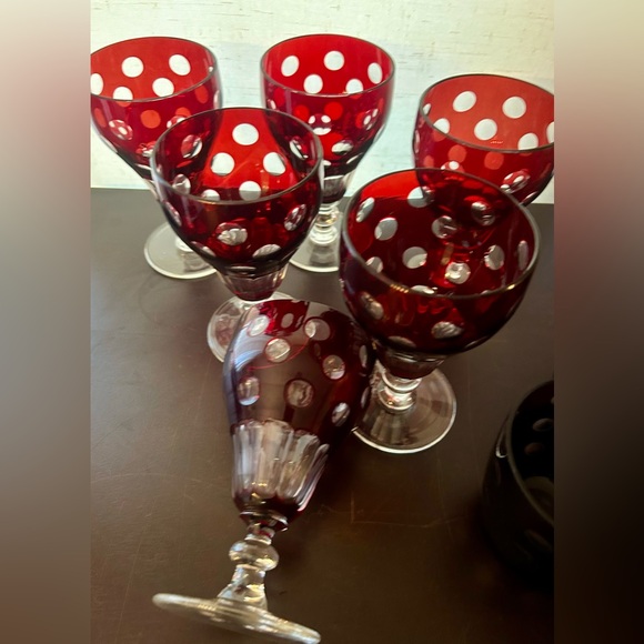 Set of 7, vintage depression glass, ruby glasses. - Picture 8 of 13